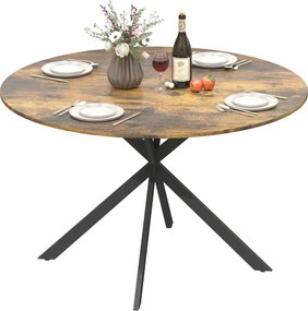HOMCOM Masă rotundă pentru 4 persoane, masă de bucătărie în stil industrial cu picioare din oțel, pentru sufragerie, bucătărie, Maro rustic | Aosom Romania
