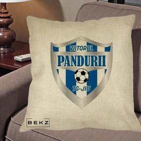Perna Personalizata Pandurii Targu Jiu Fotbal, 40x40 cm, Crem, Husa Detasabila, Perna Inclusa, BEKZ®