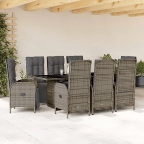 3213533 vidaXL Set mobilier grădină cu perne, 9 piese, gri, poliratan