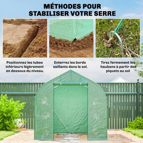 Outsunny Seră tunel de grădină 6 m², seră de grădină cu rafturi, ușă și 6 ferestre, cadru din oțel galvanizat, verde | Aosom Romania