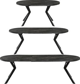Masă de sufragerie extensibilă, beton închis/negru, 100-250x75,5 cm, LUKOS
