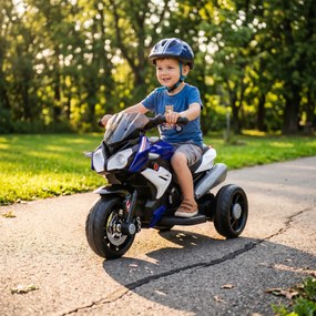 HOMCOM Motocicletă Electrică pentru Copii 3-5 Ani, Max. 25kg, cu Baterie 6V, Albastru | Aosom Romania