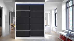 Dulap cu usi glisante Bianca IV (alb + negru) (iluminare LED RGB colorat). 1059137