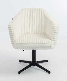 HR832CROSS Scaun Alb Teddy Cord cu Bază Neagră