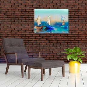 Tablou pe sticlă - Peisaj pictură, pictură (70x50 cm)