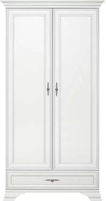 Dulap vintage alb IDENTO, alb, cu 2 usi si un sertar, 100x61x198 cm
