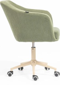 HR832K Scaun Catifea Reiată Premium culoare verde salvie cu Bază Crem