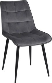 Scaun RON, gri inchis/negru, stofa catifelata/metal, 48x62x87 cm