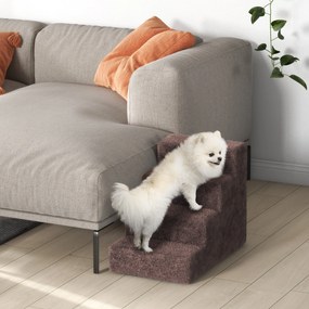 PawHut Scăriță pentru Câini Portabilă cu 4 Trepte, Scară pentru Animale Domestice, 60x35x44 cm, Gri Deschis | Aosom Romania