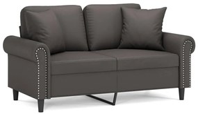 3153170 vidaXL Canapea cu 2 locuri, perne&pernuțe gri 120 cm piele ecologică