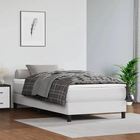 3120683 vidaXL Cadru de pat, alb, 100x200 cm, piele ecologică