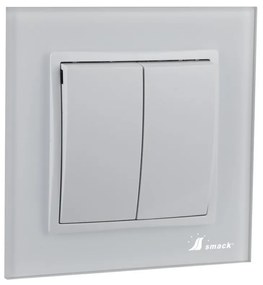 Intrerupator Dublu Elit'S, Rama Sticla,10A,IP20, Sf8002 fkw,Rama Sticla, Alb