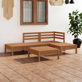 Set mobilier de gradina, 5 piese, maro miere, lemn masiv de pin maro miere, 1