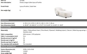 Pat de zi tip sezlong design LUX Udine, Lyssa off-white