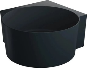 Cada pe colt asimetrica Omnires Ovo M+ compozit negru lava mat 120x120 cm