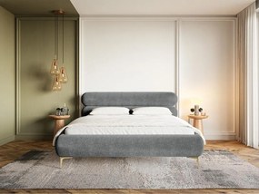 Pat matrimonial 160 cm Rirri 160B (cu somieră) (gri + auriu). 1099890
