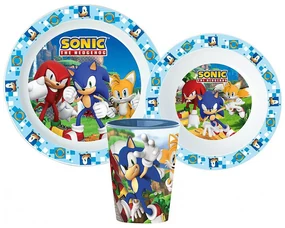 Sonic Ariciul set de vase, set din plastic micro, cu pahar de 260 ml