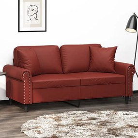 3153177 vidaXL Canapea 2 locuri, perne&pernuțe roșu vin 140 cm piele ecologică