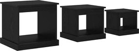 vidaXL Masă de cafea 3 pcs Stejar Negru Lemn compozit