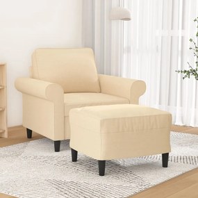 3153645 vidaXL Fotoliu canapea cu taburet, crem, 60 cm, material textil