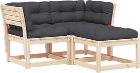 vidaXL Set canapele de grădină cu perne, 3 piese, lemn masiv de pin