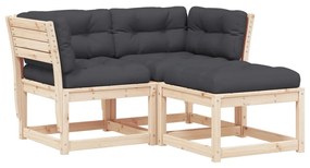 3216990 vidaXL Set canapele de grădină cu perne, 3 piese, lemn masiv de pin