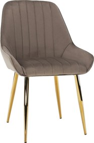 Scaun PERLIA, grej/auriu, metal/stofa catifelata, 56x62x89 cm