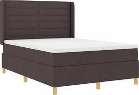 vidaXL Pat cu arcuri cu saltea cu headboard Maro 140 x 190 cm țesătură