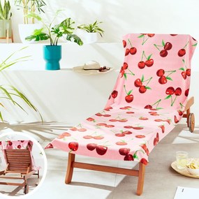 Prosop de plajă roz din bumbac 78x200 cm Cherries – Catherine Lansfield