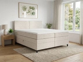 Pat tapițat boxspring BRIANA 180x200 cm crem Saltea: Saltea cu arcuri Bonell