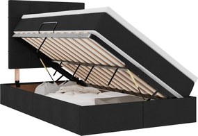 vidaXL Pat cu saltea și LED cu saltea Negru 120 x 200 cm Poliester