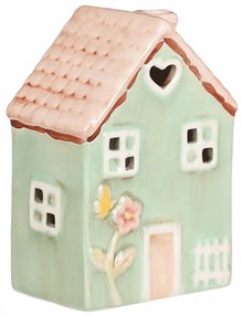 Căsuță din ceramică cu LED, 10 x 7 x 14 cm,primăvară, verde închis