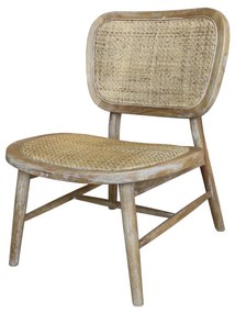 Scaunel din lemn de cauciuc si rattan, cu aspect vintage, French