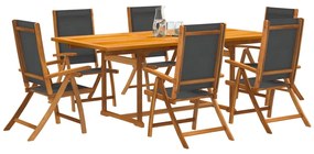 3279261 vidaXL Set mobilier de grădină, 7 piese, lemn masiv acacia/textilenă