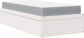 vidaXL Pat cu saltea, alb, 100x200 cm, lemn masiv pin