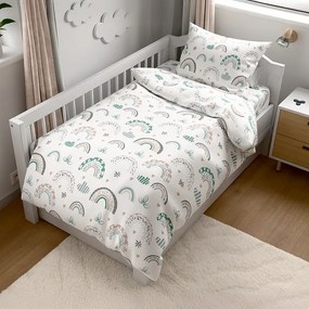 Set lenjerie de pat din microfibra pentru patut cu cearsaf RAINUBI, alba
