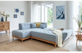 Colțar extensibil cu șezlong pe partea stângă Miuform Dazzling Daisy L, albastru deschis