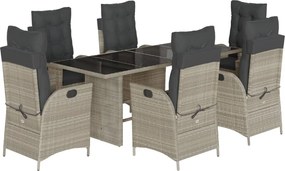 vidaXL Set mobilier de grădină cu perne, 7 piese gri deschis poliratan