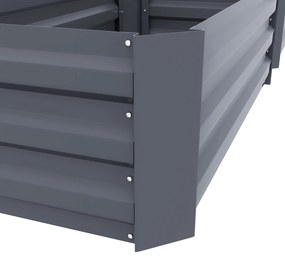 Outsunny Set de 2 patrate de gradina dim. 100L x 50l x 30H cm - tabla de otel ondulata gri | Aosom Romania