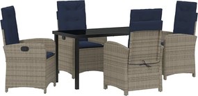 vidaXL Set de masă pentru grădină cu pernă 5 pcs Gri poliratan