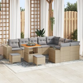 vidaXL Set canapele grădină 12 piese cu perne bej din rattan și acacia