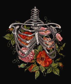 Ilustrație Embroidery human rib cage with red, Matriyoshka