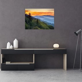 Tablou pe sticlă - răsărit de soare (70x50 cm)