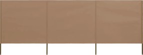 vidaXL Paravan anti-vânt cu 3 panouri, gri taupe, 400 x 160 cm textil