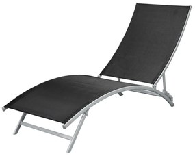42866 vidaXL Șezlong de plajă, negru, oțel și textilenă