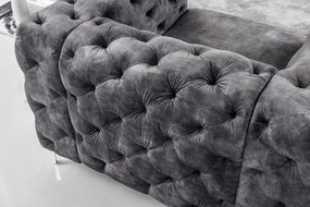 Fotoliu design Chesterfield, Catifea, Gri, MODERN BAROCK