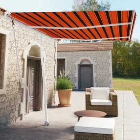 vidaXL Copertină autonomă retractabilă automat, oranj&amp;maro 350x250 cm