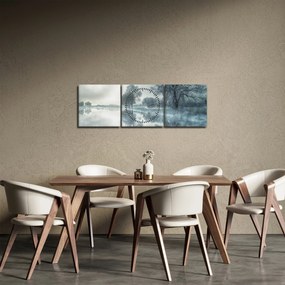 Tablou cu natura iarna (cu ceas) (90x30 cm)