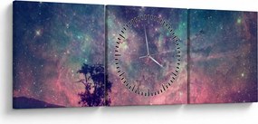 Tablou - Cer de noapte din alta dimensie (cu ceas) (90x30 cm)