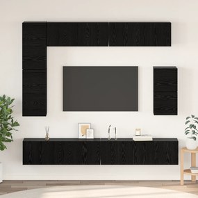 vidaXL Set comodă TV cu raft Altele cu depozitare 8 pcs Stejar Negru